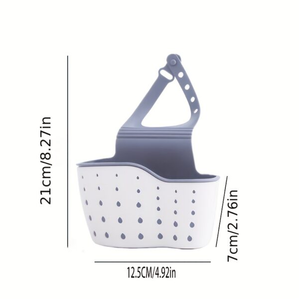 1pc Hanging Basket, Sink Sponge Rack, Sink Organizer, Silicone Storage Box, Hangable Multifunctional Drainage Adjustable Shoulder Strap, Sponge Rack For Kitchen Sink Absorption And Kitchen Bathroom Faucet Hanging Basket Storage, Kitchen Supplies - Image 4