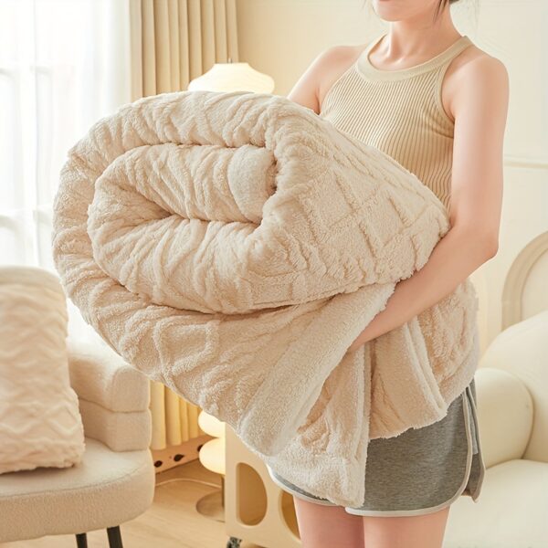 1pc Double-Sided Fleece Bed Blanket, Autumn And Winter Thickened Sofa Blanket, Air Conditioning Blanket, Suitable For All Seasons, Christmas present
