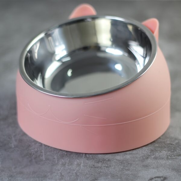 Cat Bowl, 15 Degrees Raised Stainless Steel Cat Feeder Bowl With Non Slip Base, 100ml Cat Food Water Feeder Tilted Pet Bowl For Neck Protection - Image 10