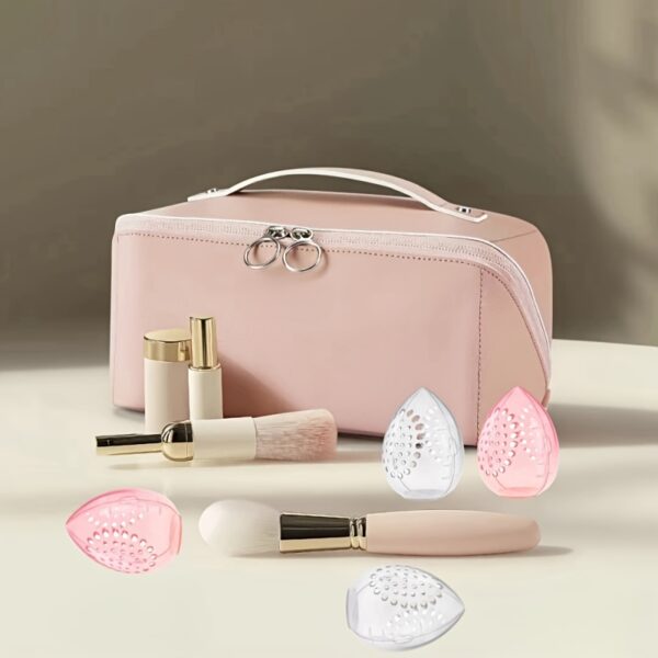 Protective Makeup Sponge Travel Case - Breathable Beauty Blender Holder with Clear Storage Box - Image 2