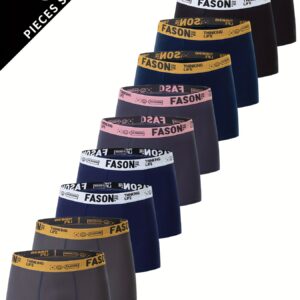 10pcs ComfortFit Men's Breathable Boxer Briefs - Ultra-Soft Stretch Fabric, Solid Color, Casual & Sporty Underwear for Everyday Wear, Moisture-Wicking, Quick-Drying, and Anti-Chafing