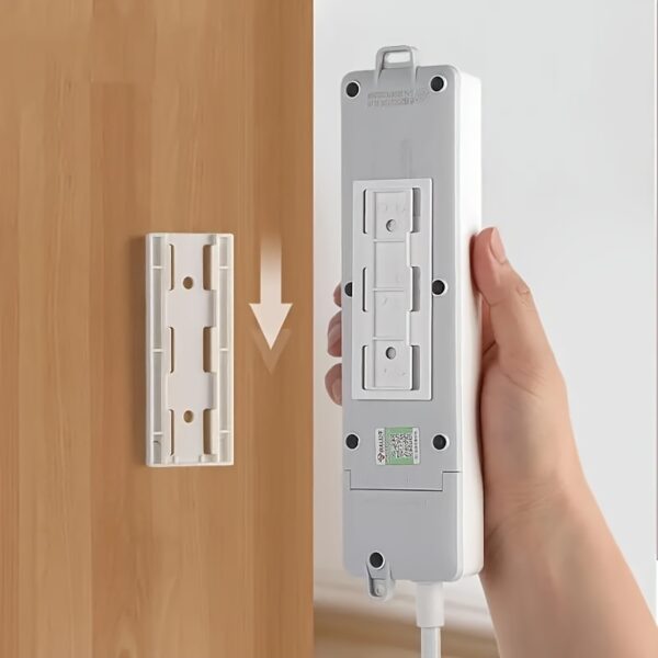 [Customer Favorite] Space-Saving Self-Adhesive Socket Organizer with Cable Management - Easy Install, No Damage Wall Mount Holder, Utility Hooks