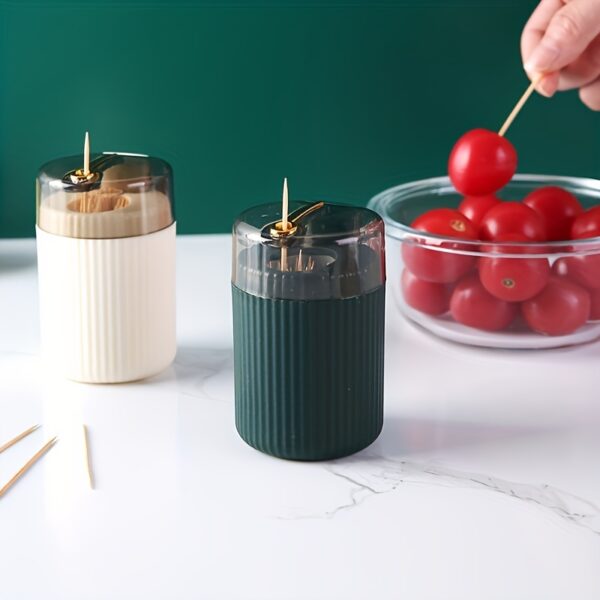 1pc, Toothpick Box, Light Luxury Creative Storage Toothpick Box, Creative Design Swab Jar, Automatic Release Press-type Plastic Toothpick Box, Dental Floss Box, Home Accessories - Image 6