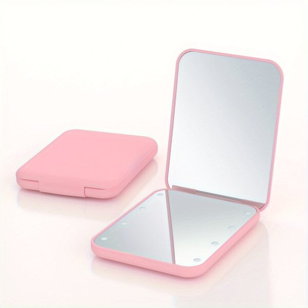 1X/3x Magnified LED Mini Travel Makeup Mirror, Compact, Double-Sided, Portable, Folding, Hand-Held, Small Lighting, Unscented, Plastic Surface, Non-Rechargeable Button Battery (Diameter≥20mm) Power, Varnished Plastic Frame, with Cartoon Theme, for Gift - Image 12
