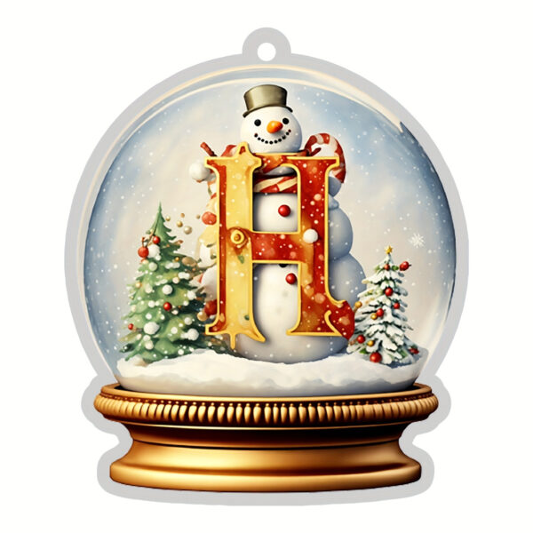 Acrylic Crystal Globe Christmas Ornament with Snowman Figurine - Hanging Alphabet Letters A-Z, Art Deco Style, Thanksgiving & Christmas Tree Decor, No Battery Required - Image 33