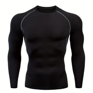 Get Fit Fast with Long Sleeve Men's Compression Shirts for Athletic Workout!