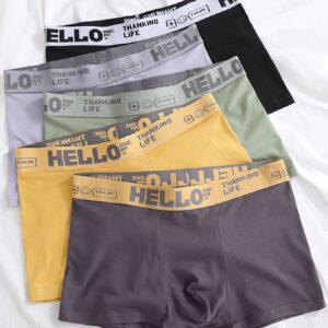 5pcs Men's Stretch Boxer Briefs Underwear Underpants Milk Silk Men Boxers Shorts ropa interior Hombre Elastic Male Panties L-5XL
