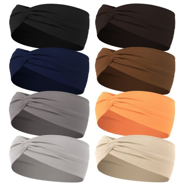 1pcs Solid Color Headband Twist Knotted Hair Band Elastic Hair Band Non Slip Sweat Band Headwear - Image 10