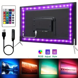 1 Set Flexible Color LED Decorative Strip Light, 24 Key Remote Control 5V USB Power Supply Back Adhesive Edge Lights, Light And Easy To Install, Computer, TV, Cabinet Decoration Eid Al-Adha Mubarak