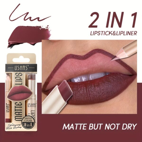 Golden Box Matte Lipstick + Lip Liner Lasting Waterproof Nude Lipstick 24 Hour Waterproof Velvet Nonstick Cup Lipgloss Lip Stain Pigmented Lip Makeup Valentine's Day Gifts - Image 4