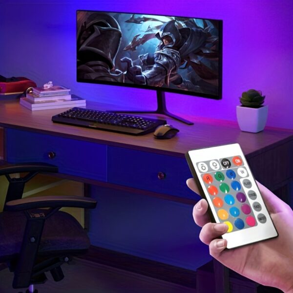 1 Set Flexible Color LED Decorative Strip Light, 24 Key Remote Control 5V USB Power Supply Back Adhesive Edge Lights, Light And Easy To Install, Computer, TV, Cabinet Decoration Eid Al-Adha Mubarak - Image 6