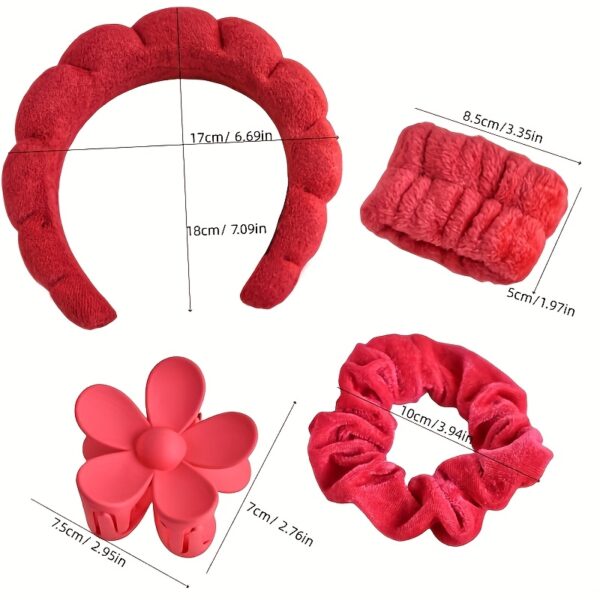 6pcs/set Luxurious Velvet Hair Hoop Set - Soft, Adjustable, and Comfortable Spa Headband for Washing Face, Skincare, and Makeup - Perfect Christmas Gift for Women - Image 5