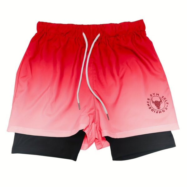 Men's Gradient Athletic Shorts - Summer Gym & Sports Gear, Breathable Polyester-Spandex Blend, Adjustable Drawstring, Dual-Color Design with "Gym Sports" Print - Image 20