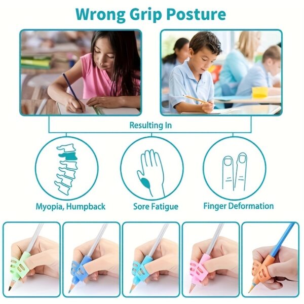 1pc/2pcs Two Finger Grips Silicone Learn Writing Tools Writing Pen Writing Correction Devices, Children Study Supplies For Children Halloween Christmas Gifts - Image 8