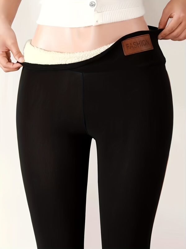 Women's Plush-Lined High Waist Leggings, Elastic And Comfortable, Casual Style Warm Pants For Winter, For Thermal Wear - Image 9