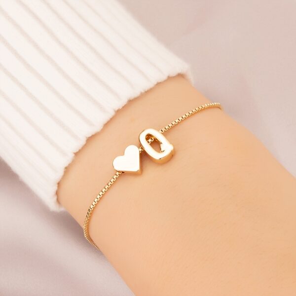 1pc Mini Love Heart Letter Beads Thin Chain Bracelet Simple Minimalist Hand Chain Jewelry - Image 23