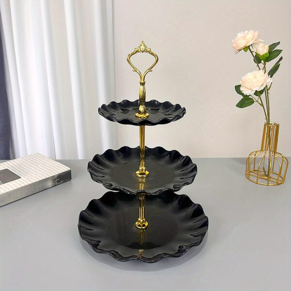 1pc, Elegant 3 Tier Cupcake Stand for Tea Parties, Weddings, and More - Ruffled or Laciness Design - Perfect for Decorating and Serving Desserts - Table and Kitchen Accessories - Image 5