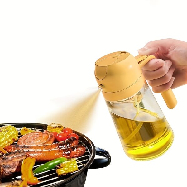 1pc Portable Oil Sprayer And Dispenser 2-In-1, Olive Oil Mister And Pourer, 470ML Plastic Kitchen Oil Spray Bottle for Cooking, BBQ, Air Fryer, Baking, Salad - Image 6