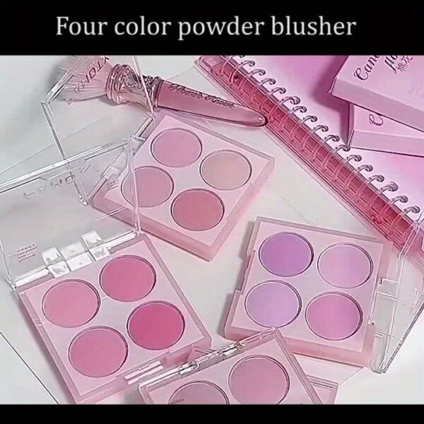 4 Colors Blush Palette Low Saturated Powder Compact Soft Color Gradient Matte Vibrant Color Light Pink Purple Blush For Girls - Image 9