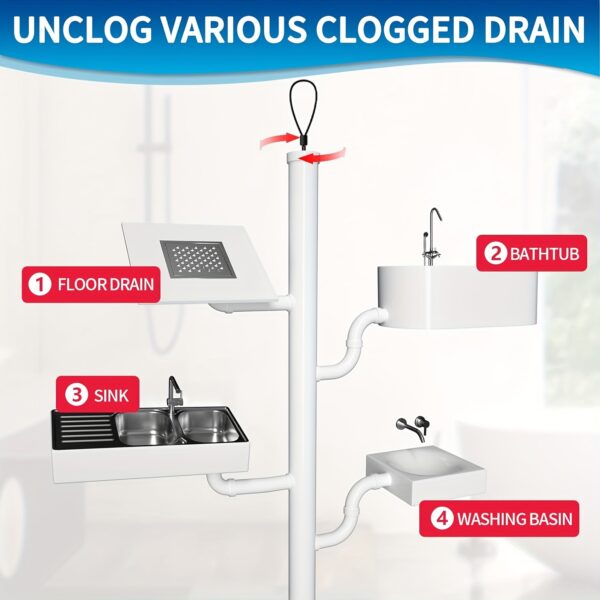 [3pcs Long Stainless Steel Remover] 3pcs Extra Long Stainless Steel Drain Clog Remover Hooks with Nylon Coating - Ideal for Bathroom Sink, Bathtub & Shower Drains - Image 4