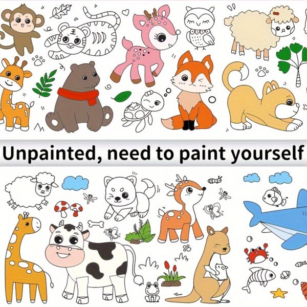 Doodle Painting Roll, Painting Paper Roll DIY Painting Painting Color Filling, Develop Imagination Painting Tools (Without Pen, Uncolored Painting Roll) Halloween/Christmas Gift Easter Gift - Image 5