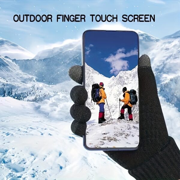 1/2/3 Pairs Knit Thermal Winter Gloves, Solid Color Touch Screen Thickened Sports Gloves For Cycling Hiking - Image 6