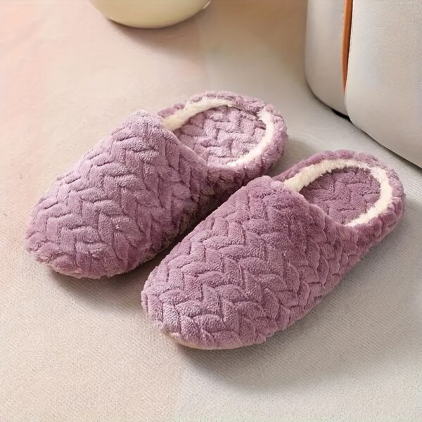 Warm & Cozy Women's Plush Indoor Slippers, Closed Toe Non Slip Home Mute Shoes - Image 4