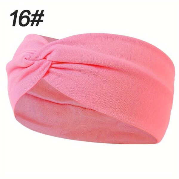 1pcs Solid Color Headband Twist Knotted Hair Band Elastic Hair Band Non Slip Sweat Band Headwear - Image 14