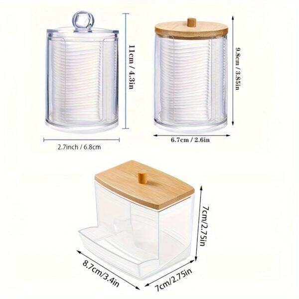 1/2/3pcs Clear Acrylic Makeup Organizer With Cotton Pad Swab Holder And Makeup Pads Jar - Efficient Cosmetic Storage Box For Makeup And Skincare Products - Image 4