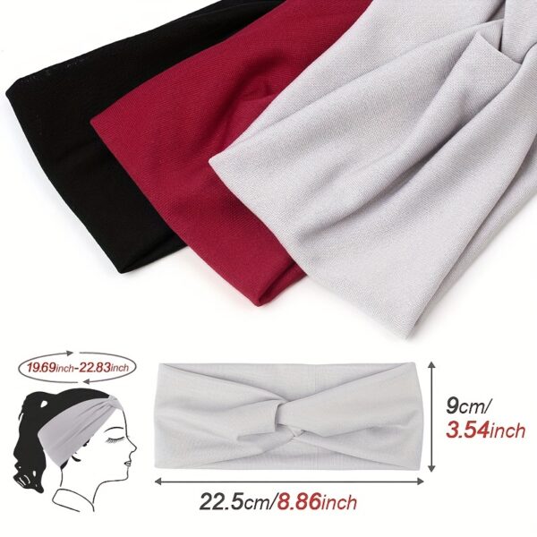 1pcs Solid Color Headband Twist Knotted Hair Band Elastic Hair Band Non Slip Sweat Band Headwear - Image 6