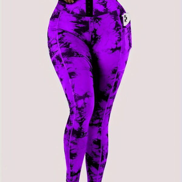 High Waist Tie Dye Tummy Control Leggings, Women's Activewear Wide Waistband Fitness Gym Sports Yoga Workout Running Butt Lifting Tight Pants - Image 14