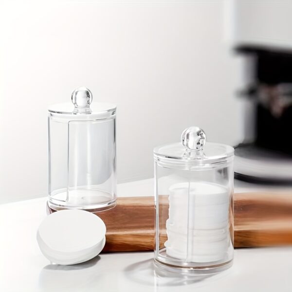 1/2/3pcs Clear Acrylic Makeup Organizer With Cotton Pad Swab Holder And Makeup Pads Jar - Efficient Cosmetic Storage Box For Makeup And Skincare Products - Image 6