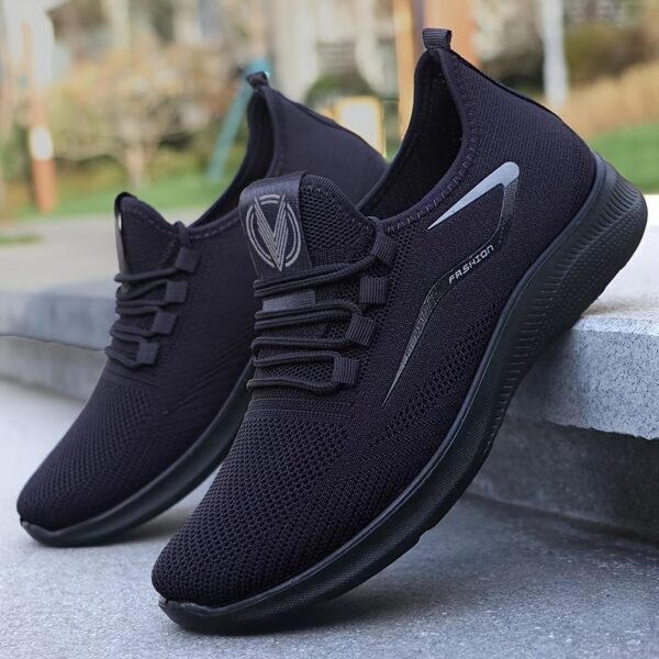 Men's Slip On Breathable Sneakers, Woven Lightweight Non Slip Outdoor Training Running Workout - Image 3