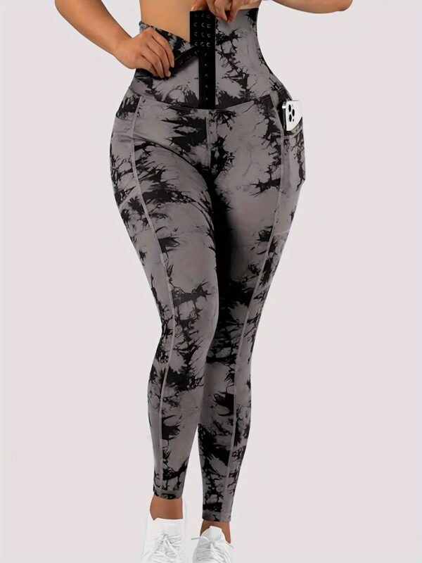 High Waist Tie Dye Tummy Control Leggings, Women's Activewear Wide Waistband Fitness Gym Sports Yoga Workout Running Butt Lifting Tight Pants - Image 8