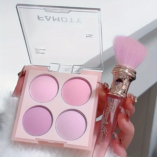 4 Colors Blush Palette Low Saturated Powder Compact Soft Color Gradient Matte Vibrant Color Light Pink Purple Blush For Girls - Image 2