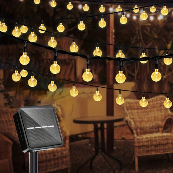 1pack, 20/50/100 LED Large Light Bulb, Solar Crystal Ball, Bubble Light String, Solar Outdoor Light Strip, 8 Lighting Modes, Solar Light String For Garden, Camping, Party, Independence Day, Christmas, Wedding, Ball, Birthday, Courtyard Decoration - Image 4