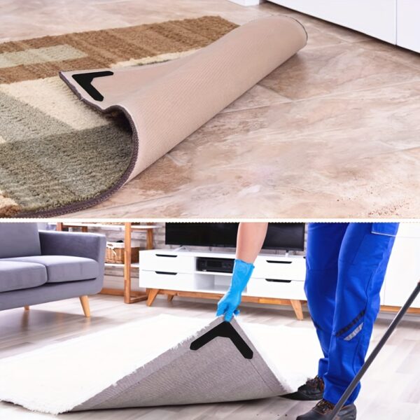 4/12/20pcs Rug Gripper Tape Double Sided Adhesive Non-Slip Rug Pad Tape Stickers Washable Area Rug Pad Carpet Tape Reusable Corner Side Grippers For Hardwood Floors and Tile - Image 12