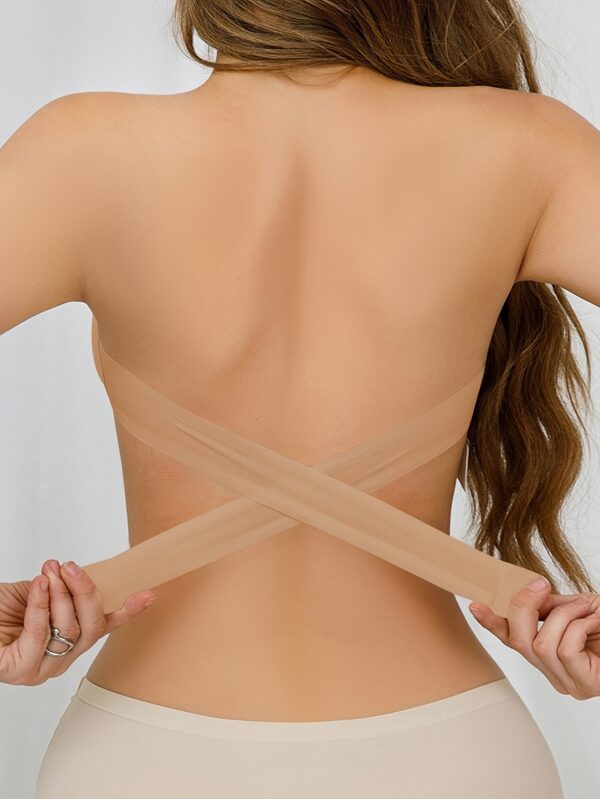 Sexy Wireless Bandeau Bralette with Removable Padding, Cross Strap Detail, 75% Nylon 25% Elastane, Solid Color Stretch Fabric for Adults - Image 9