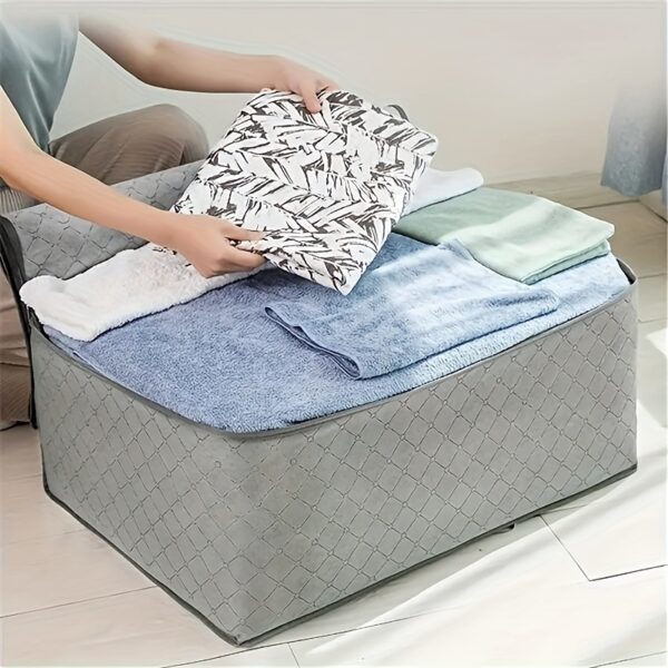 1pc Large Capacity Clothes Storage Bag - Makeup Travel Packaging Bag With Reinforced Handle And Sturdy Zipper - Bedroom Accessories - Image 2