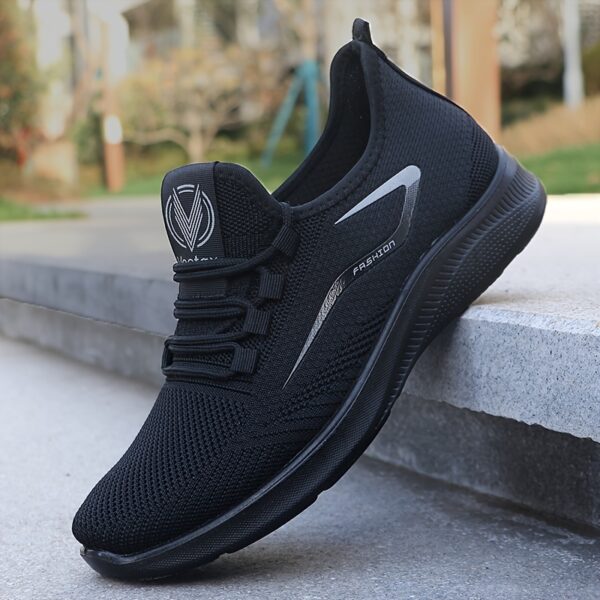 Men's Slip On Breathable Sneakers, Woven Lightweight Non Slip Outdoor Training Running Workout - Image 4