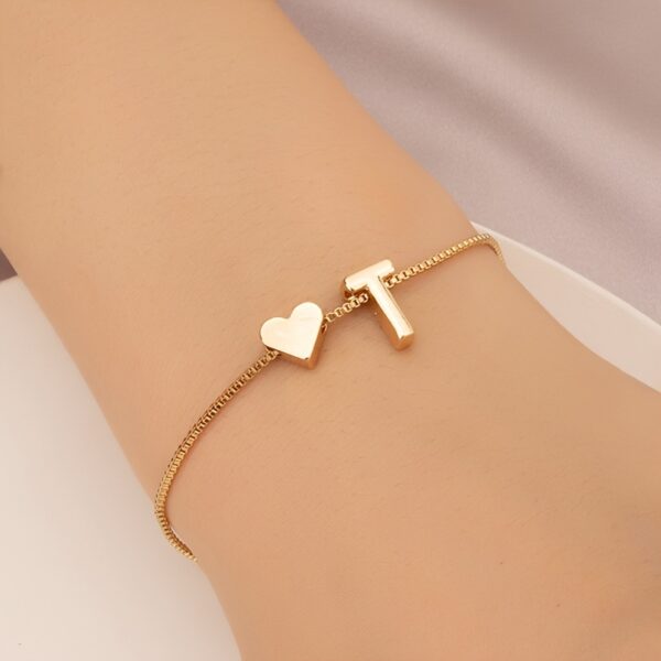 1pc Mini Love Heart Letter Beads Thin Chain Bracelet Simple Minimalist Hand Chain Jewelry - Image 26