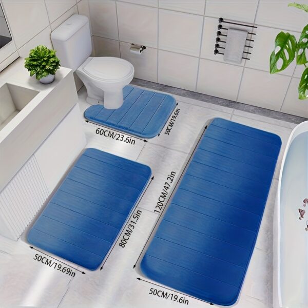 3pcs Memory Foam Strip Bath Mats, Fast Absorbent Washable Bath Mat, Non-slip Thickened Bath Rug, Machine Washable Carpet, Soft And Comfortable, Shower Room Carpet, kitchen Area Rugs, Laundry, bedrooom, shower, indoor mat, Bathroom Accessories - Image 9