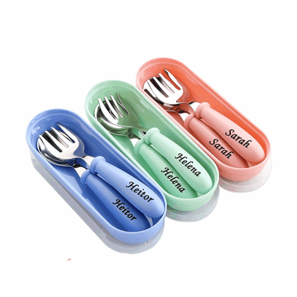 [Customized] Personalized Any Name Children's Tableware Spoon And Fork Storage Box Set, Children's Tableware Set Easter Gift - Image 9