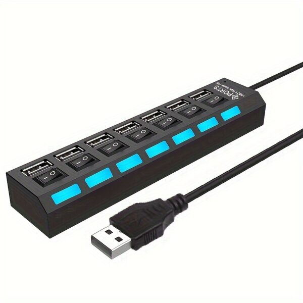 4 IN 1 USB HUB, 7 IN 1 USB 2.0 HUBS,USB Connectivity With 4-Port/7-Port USB 2.0 HUB, LED Power Indicator Docking Station Compatible For Laptops,PC,XBOX,PS4 And Other - Image 5