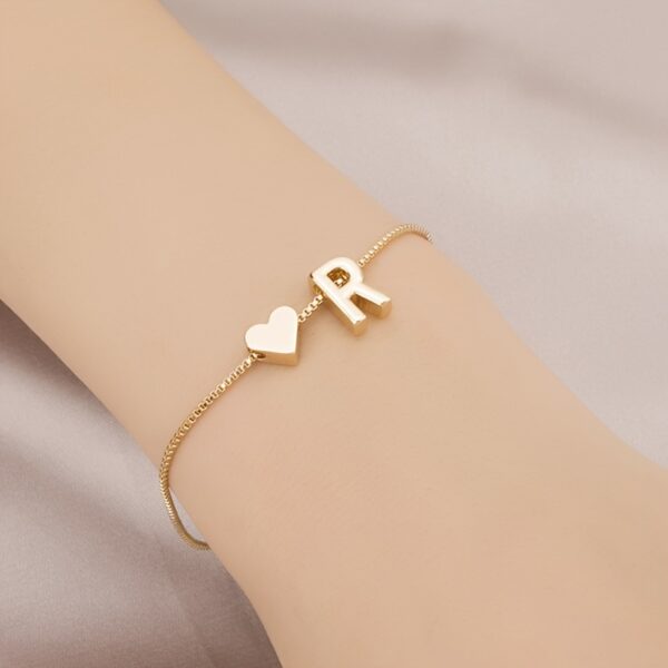 1pc Mini Love Heart Letter Beads Thin Chain Bracelet Simple Minimalist Hand Chain Jewelry - Image 24