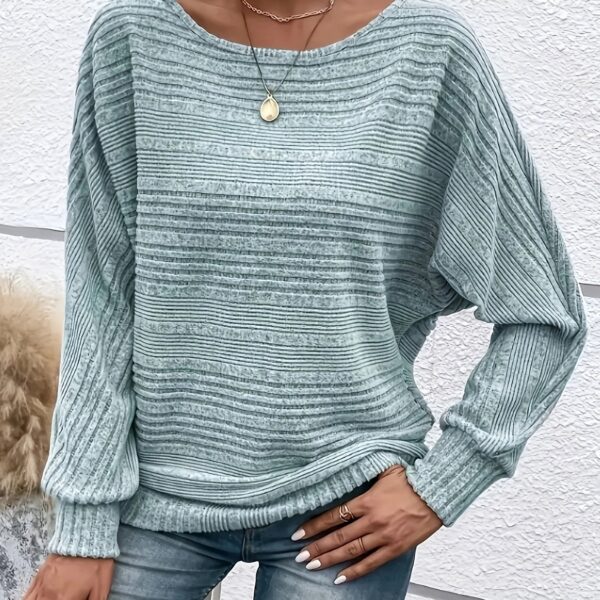 Solid Crew Neck Pullover Sweater, Casual Batwing Sleeve Loose Sweater, Women's Clothing - Image 13