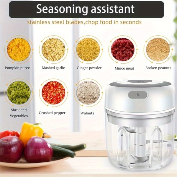 1pc, 250ml Capacity, USB Rechargeable Cooking Machine, Kitchen Garlic Mixer, Small Automatic Cooking Machine, Multi Scene Use Tools, Various Colors, Kitchen Supplies - Image 7