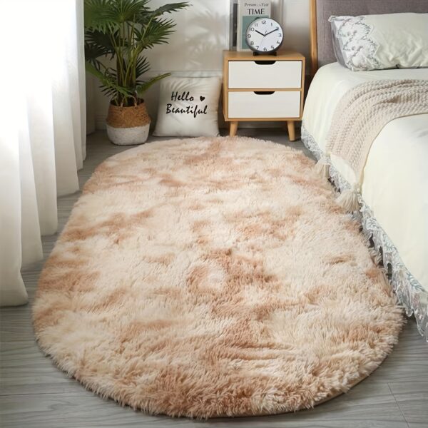Soft Polyester Plush Oval Area Rug for Bedroom and Living Room - Hand Washable, Perfect for Coffee Table and Doorway Decor - Image 10