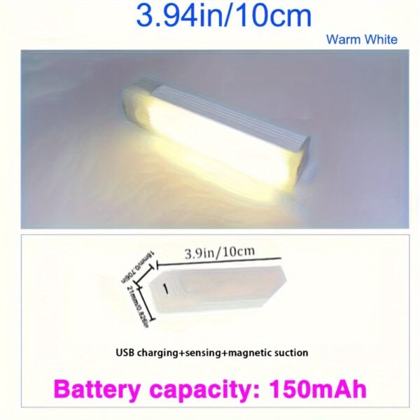 1 PCS LED Motion Sensor Cabinet Light, Counter Wardrobe Lighting, Wireless Magnetic USB Rechargeable Kitchen Night Light, Battery Operated Light for Instant Lighting in Wardrobe Cupboard Cabinet Stairs Hallway Rack - Image 3