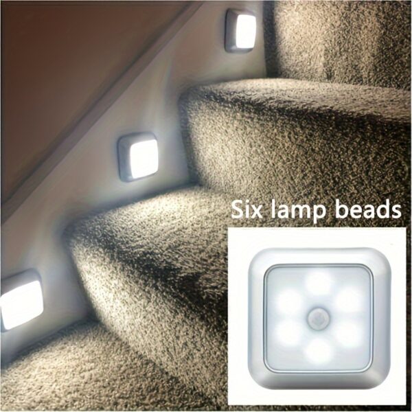 1 Piece Of 6-LED Motion Sensor Night Light, LED Wall Light, Cabinet Light, Wireless Staircase Light, Bedroom Corridor Staircase Indoor Decorative Light